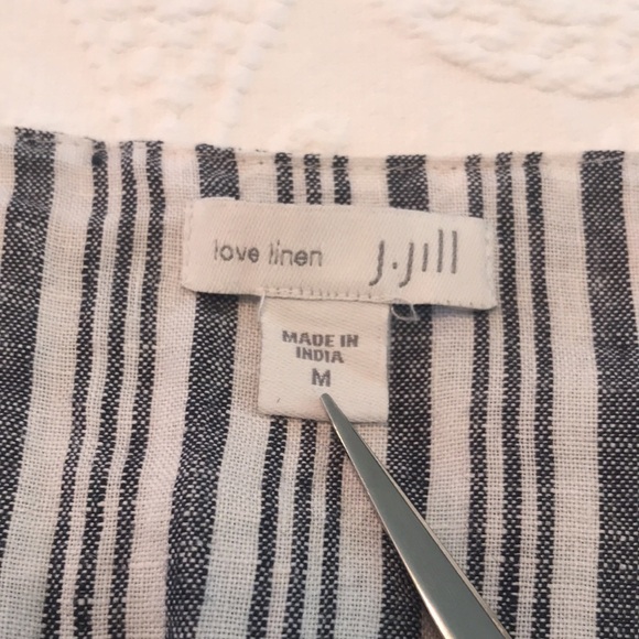 J Jill Love Linen Embroidered Striped Tunic Top Size M - Picture 10 of 11